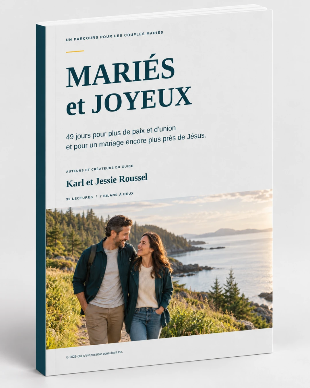 Présentation de la version classique de Mariés et joyeux, avec une photographie de couple générée par IA